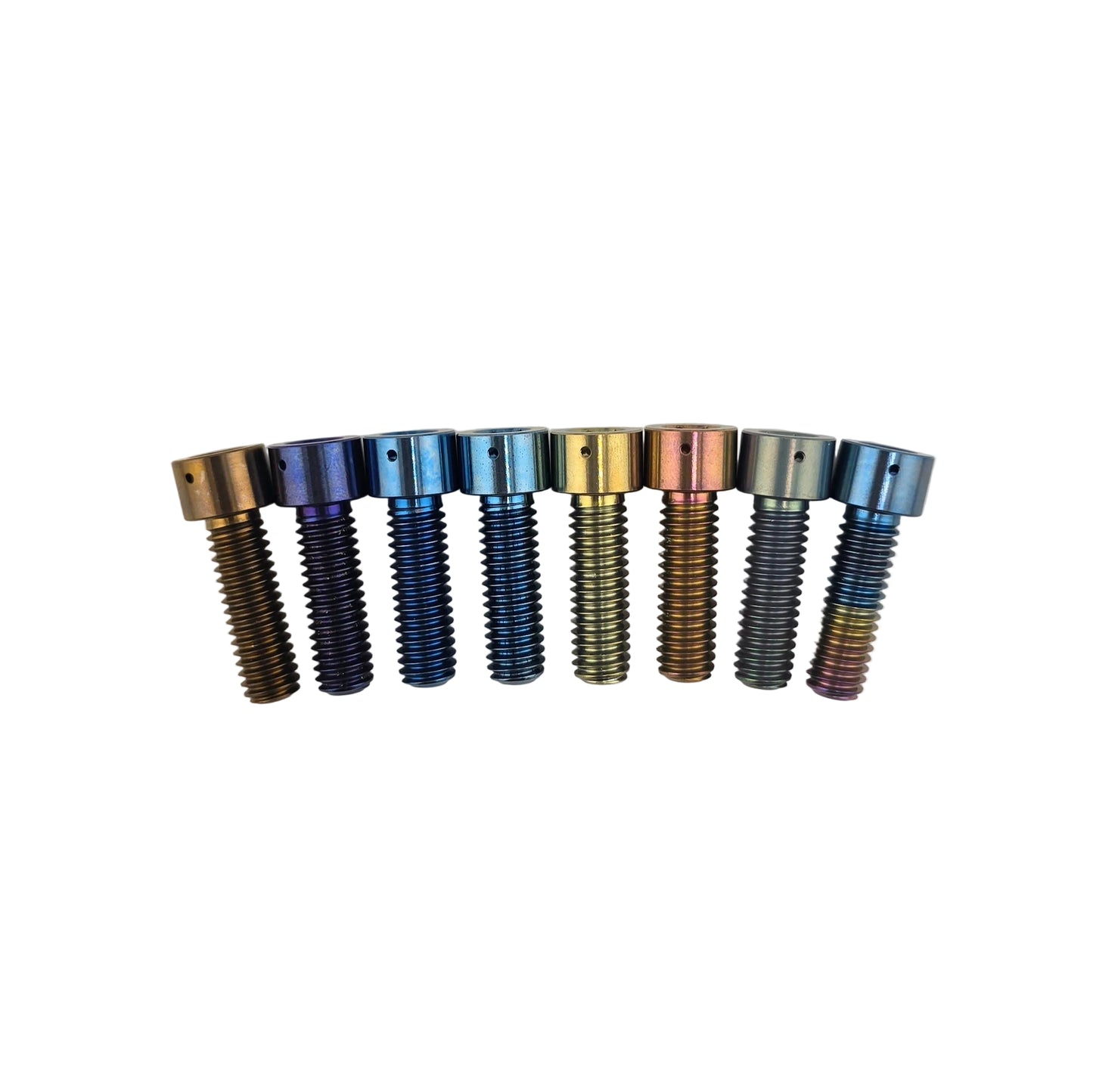 Anodized titanium bolts