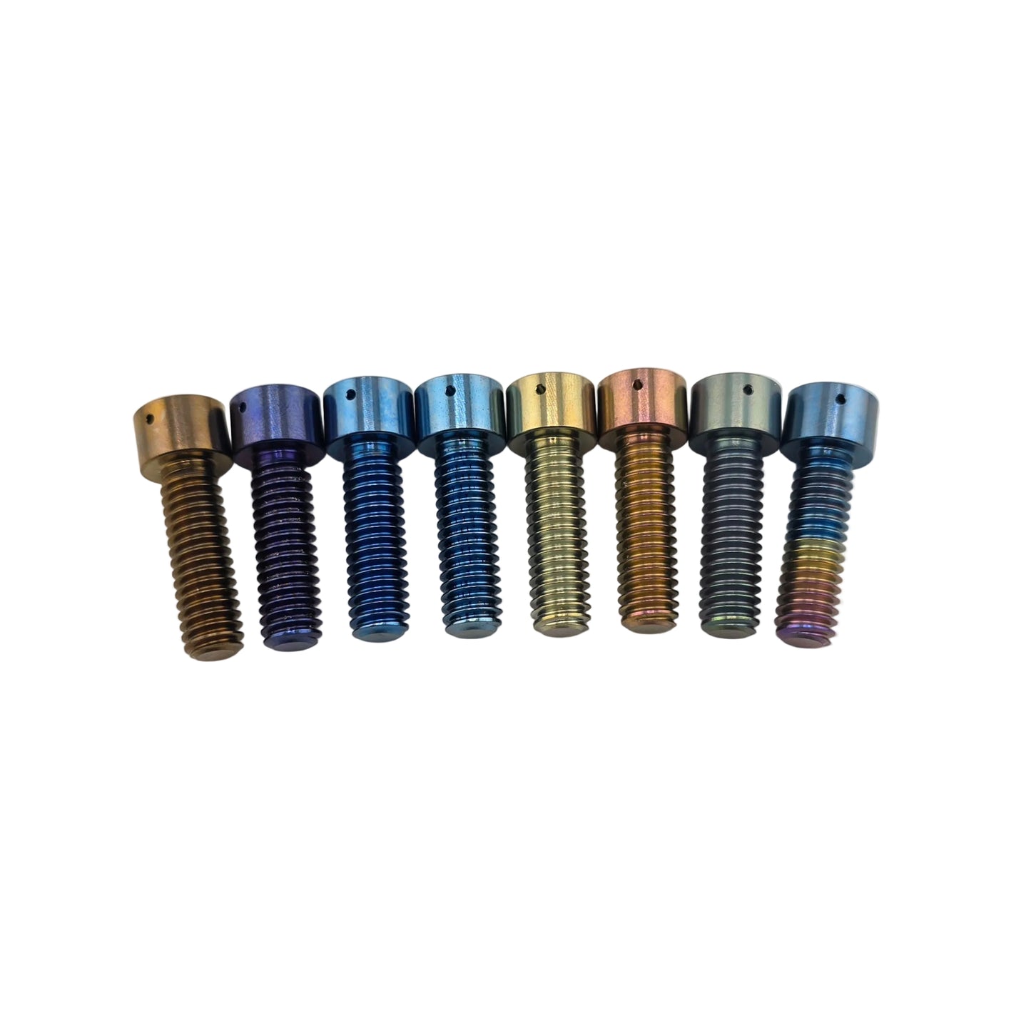 Anodized titanium bolts