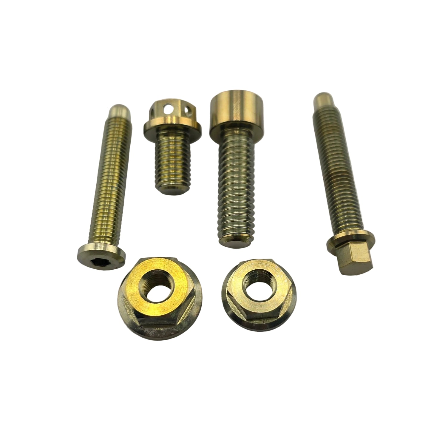 Anodized titanium bolts