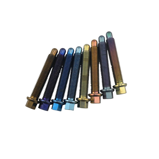 Anodized titanium bolts