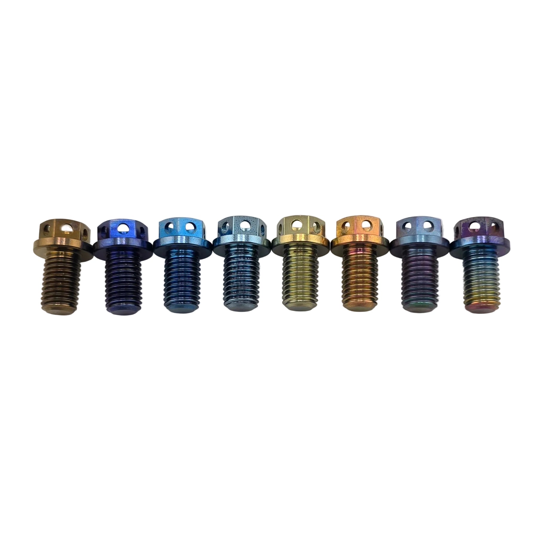 Anodized titanium bolts