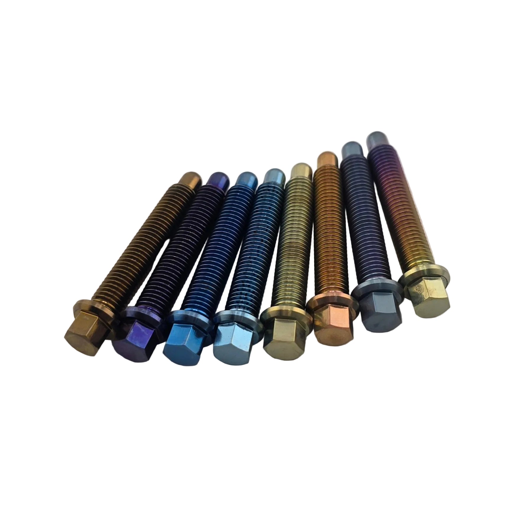 Anodized titanium bolts