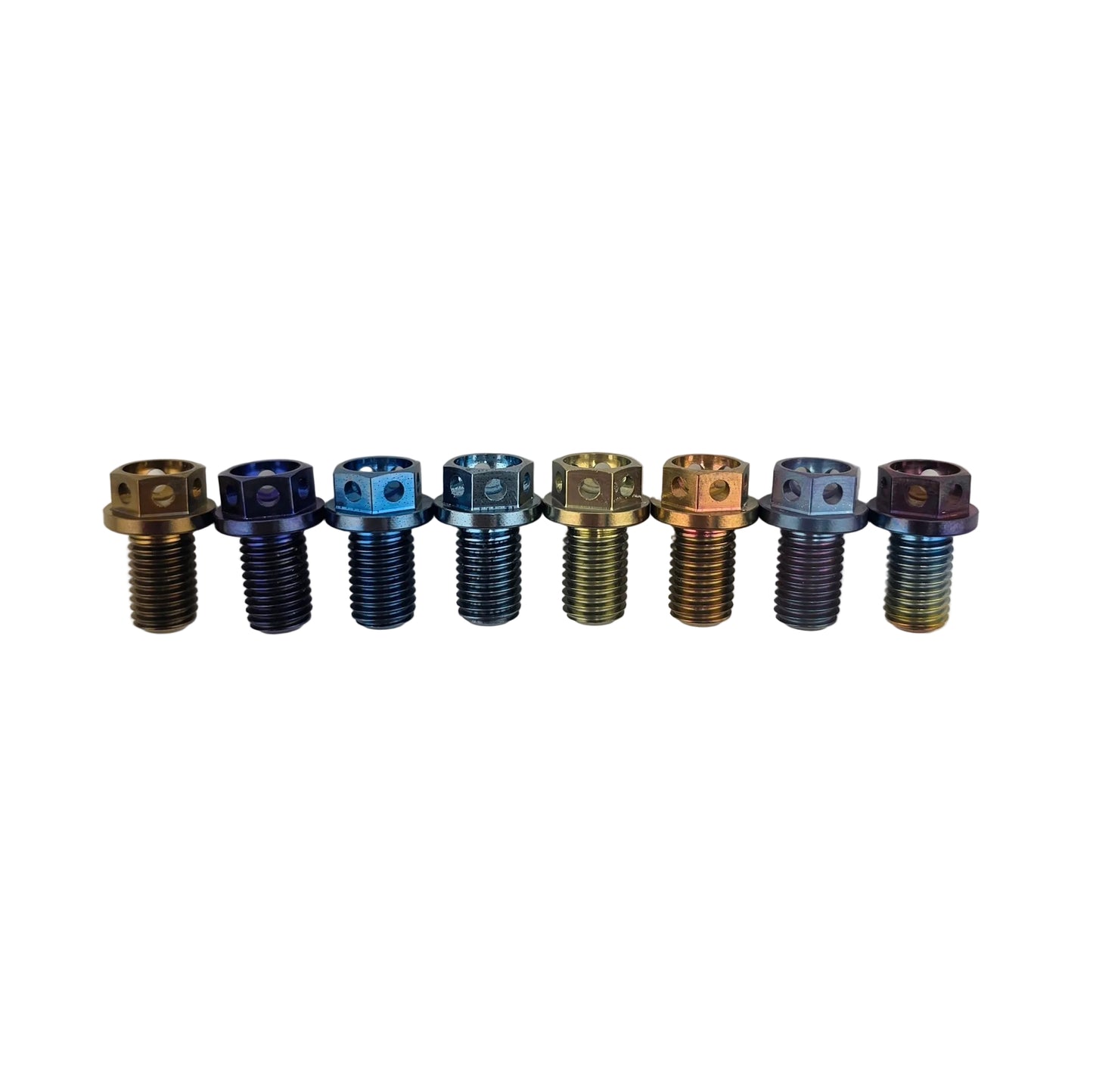 Anodized titanium bolts