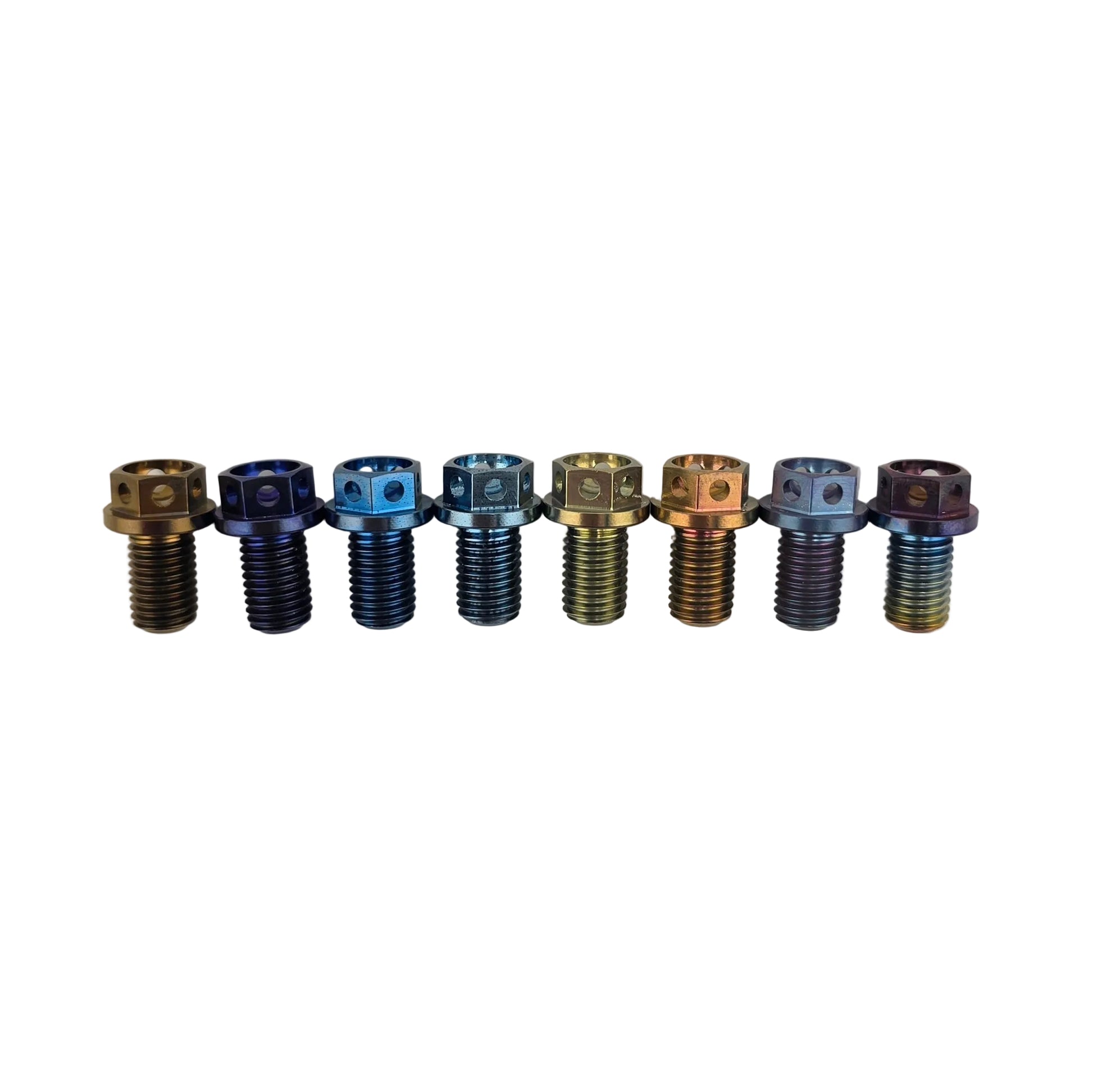 Anodized titanium bolts