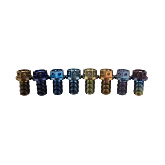 Anodized titanium bolts