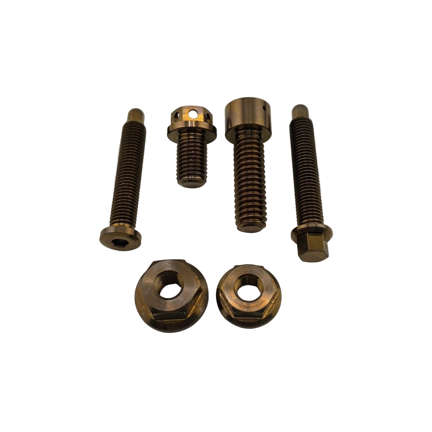 Anodized titanium bolts