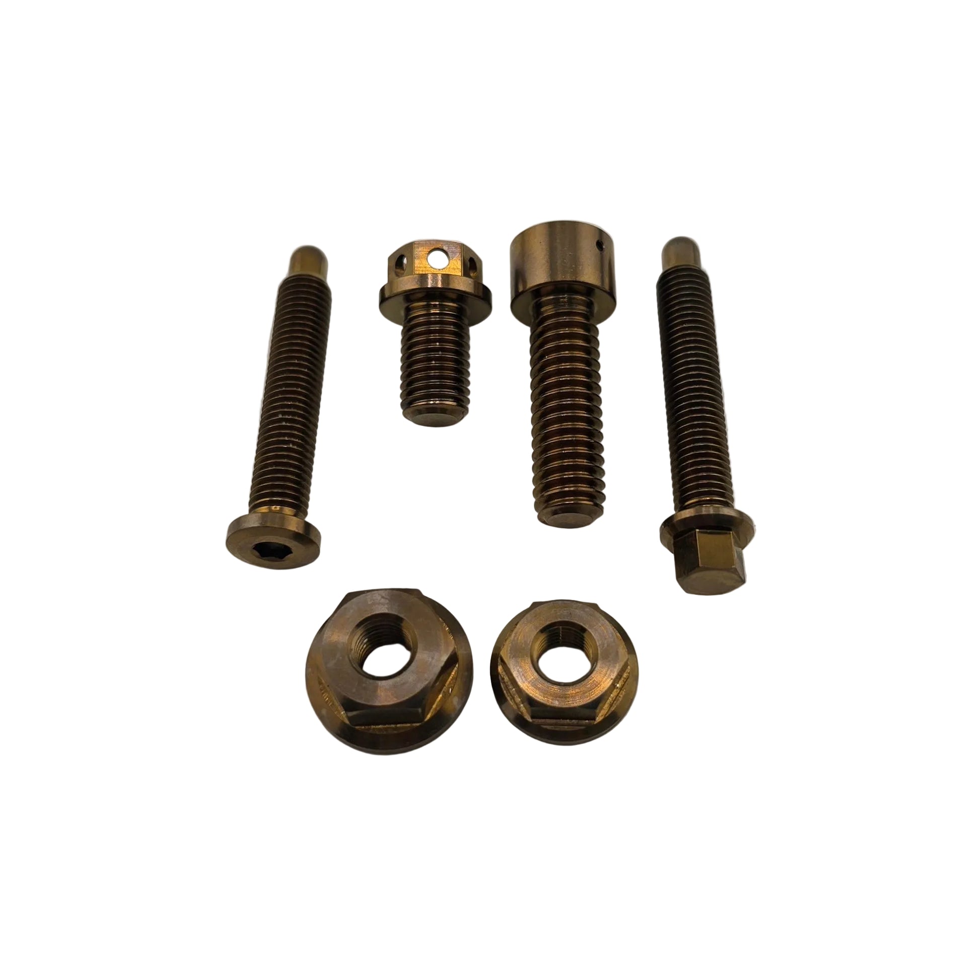 Anodized titanium bolts